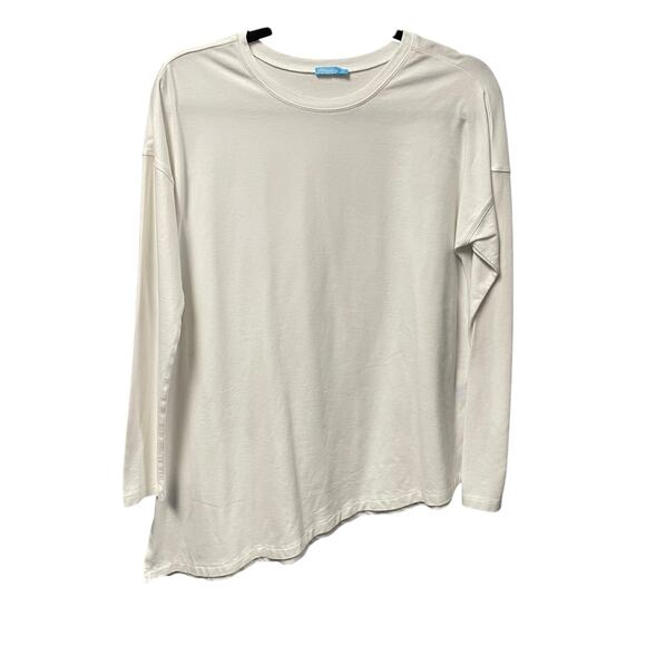 J. McLaughlin Asymmetrical Hem Crewneck Long Sleeve T Shirt White Womens XS - Picture 1 of 5